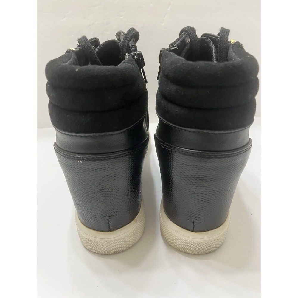 Aldo Kaia High-Top Wedge Sneakers Hidden Heel Black Side Zipper Women's 11 - Picture 6 of 11